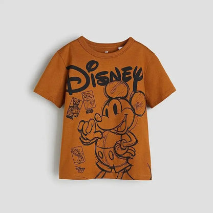 Printed Cartoon Mickey T-shirt Summer Clothing Loose Fashion Children's Wear Tops Tees Short Sleeved Kids Boy Clothes Tshirts