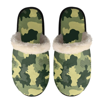 Unisex Indoor Home Pink Camouflage Plush Cotton Slippers Comfortable Keep Warm Flannel Upper EVA Soles With Anti-Slip Design