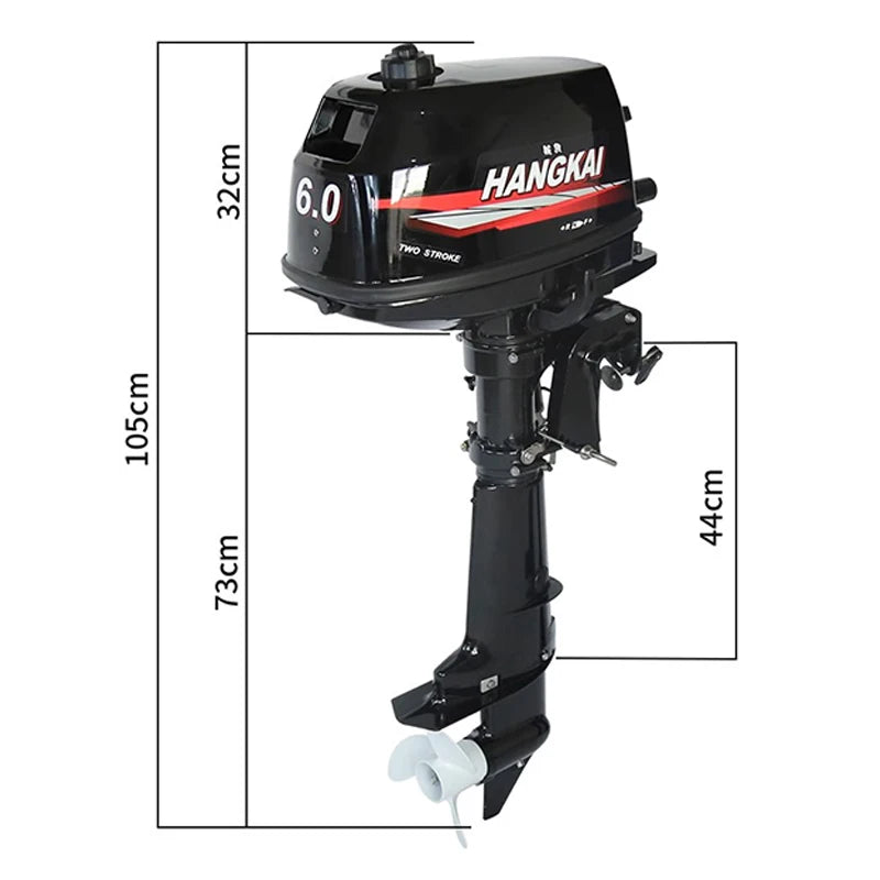 2 Stroke 6.0HP Marine Outboard Engine Boat Gasoline Motor 102CC Displacement Aluminum Construction with Water-Cooled System