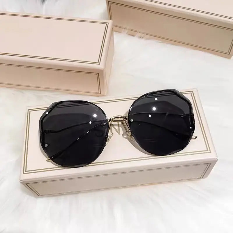 Rimless Sunglasses Women Metal Female Vintage Ladies Stylish Design Oversized Square Sun Glasses UV400