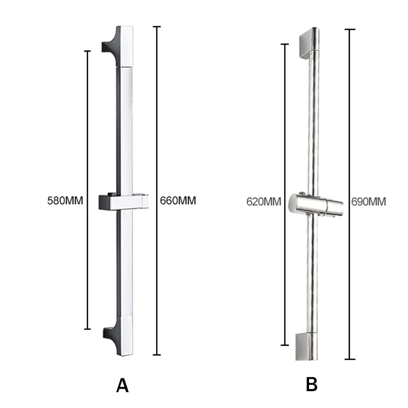 Adjustable Shower Bar Lifting Rod Extendable Wall Mount Shower Horizontal Bar Column Black White Chrome Bathroom Riser Slide