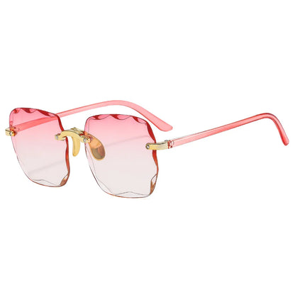 2024 New Rimless Women's Sunglasses Fashion Gradient Lenses Sun glasses Lady Vintage Alloy Legs Classic Designer Shades UV400