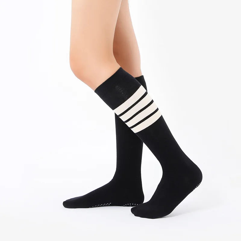 Women Breathable Yoga Socks Silicone Non Slip Cotton Knee High Ladies Fitness Dance Ballet Sports Pilates Grip Socks Slippers