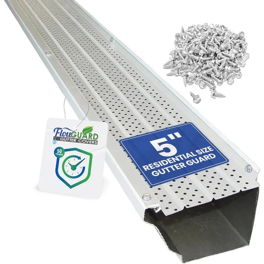 50-Year Gutter Cover System - White - 5 Inch Aluminum Gutter Guards, 204 Feet