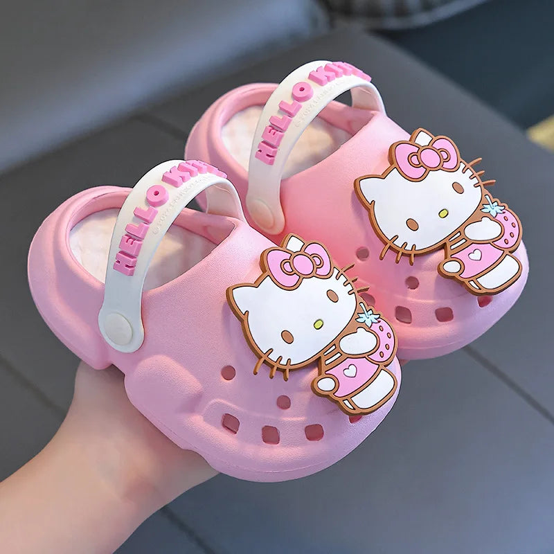 Kawaii MINISO Children Slippers Hello Kitty Cinnamoroll Cartoon Anime Cute Home Bathroom Bathing Anti-Slip Sandal Kids Toys Girl