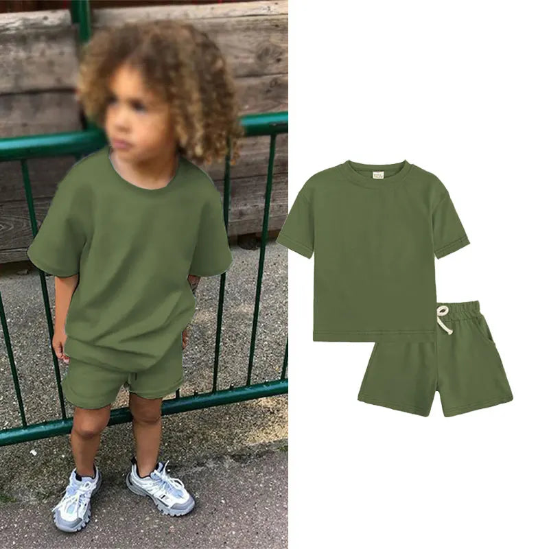 Summer 2pcs Kids Clothes Sets Children Sports Style Tracksuits T-shirts and Shorts Boy and Girl Outfits Suits