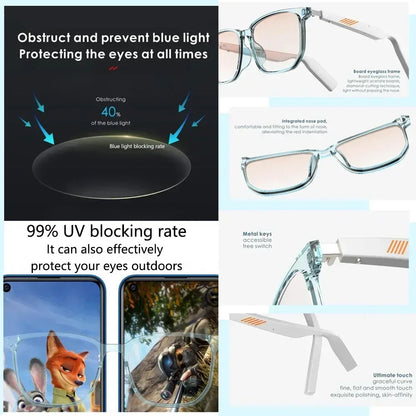 Smart 3D Anti-Blue Voice Control Glasses Wireless Bluetooth Sunglasses Hands-Free Calling TWS Music Sports Waterproof Eyeglasses