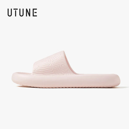 UTUNE Men's Summer Non-Slip Bathroom Home Slippers Cloud Pattern Soft Sole Lightweight One-Piece Design Outdoor Beach Shoes