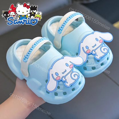 Kawaii MINISO Children Slippers Hello Kitty Cinnamoroll Cartoon Anime Cute Home Bathroom Bathing Anti-Slip Sandal Kids Toys Girl