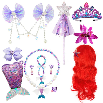 Mermaid Ariel Cosplay Princess Costume Kids Cartoon Printed Dress Girls Halloween Children Carnival Birthday Party Clothes