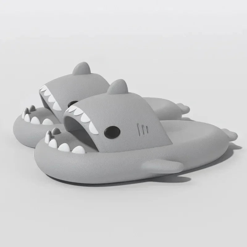 2024 Men Shark Slippers Couples Bathroom Non-Slip Flat Sandals Adults Outdoor Soft Thick Slides Cute Solid Color EVA Flip Flops