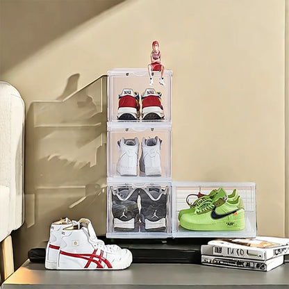 Shoe Storage Box (4pack) Shoes Organizer Auto-Opening White Shoe-shelf Home Furniture Cabinets for Living Room Shoerack Cabinet