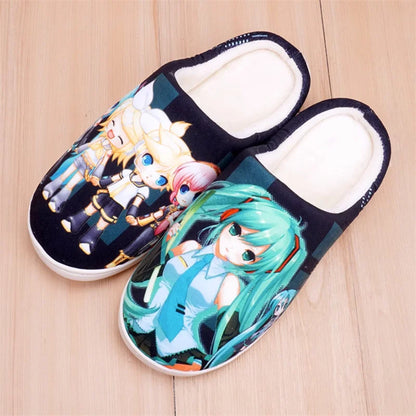 Anime Game Hatsune Miku Cosplay Slippers Adult Unisex Cotton Family Shoes Gift