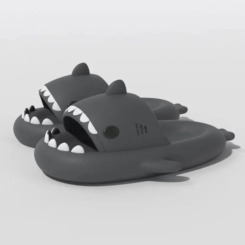 2024 Men Shark Slippers Couples Bathroom Non-Slip Flat Sandals Adults Outdoor Soft Thick Slides Cute Solid Color EVA Flip Flops