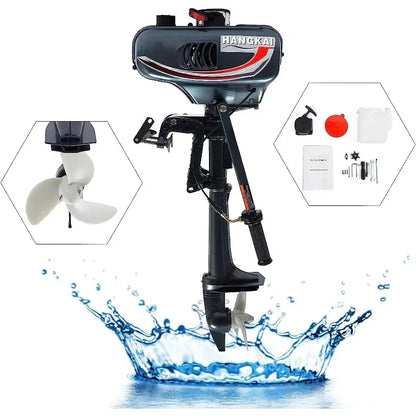 2/4 Stroke Boat Motor Heavy Duty 3.5/3.6/6.5HP Fishing Boat Engine with Air Cooling System for Shallow Water/Deep Water