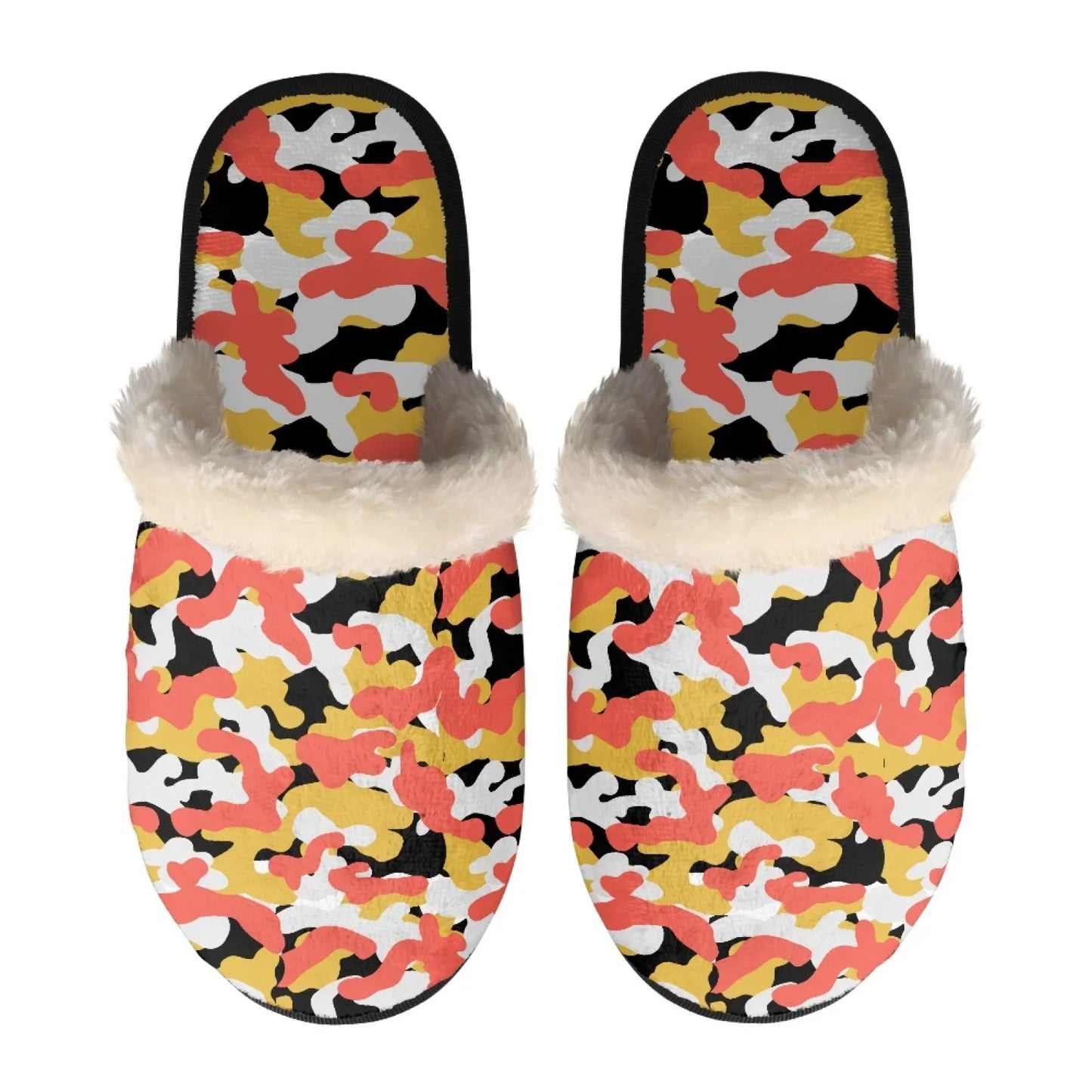 Unisex Indoor Home Pink Camouflage Plush Cotton Slippers Comfortable Keep Warm Flannel Upper EVA Soles With Anti-Slip Design