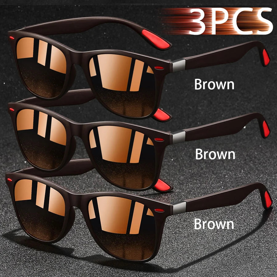 3 PCS Fashion Retro Metal Square Frame Sunglasses Men Ladies 's Luxury Brand Designer Sunglasses Anti-Glare Retro Eyewear UV400