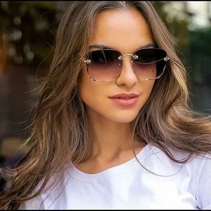 2024 New Fashion Frameless Cut Edge Sunglasses New Summer Sun Visors Square Sunglasses for Woman Lenses UV400 Women Sunglasses