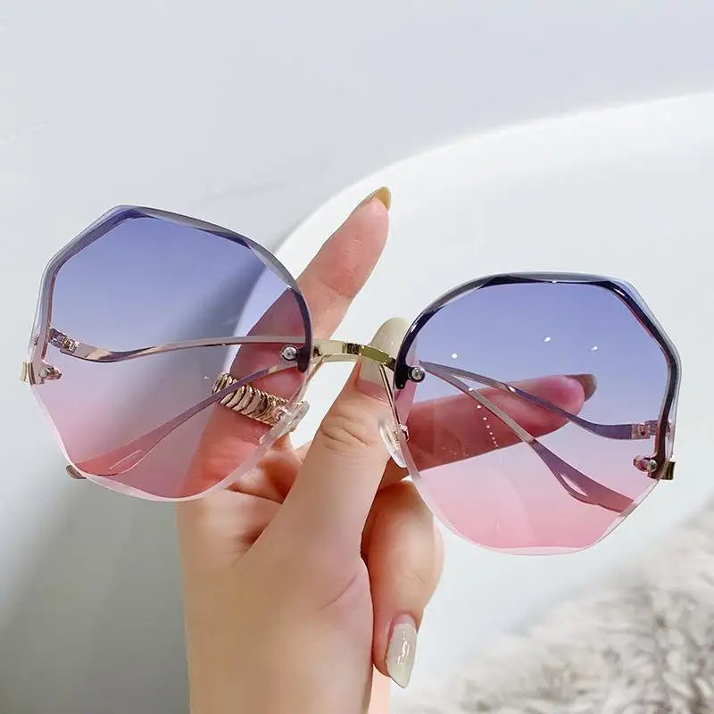 Rimless Sunglasses Women Metal Female Vintage Ladies Stylish Design Oversized Square Sun Glasses UV400