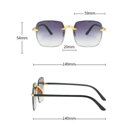 2024 New Rimless Women's Sunglasses Fashion Gradient Lenses Sun glasses Lady Vintage Alloy Legs Classic Designer Shades UV400