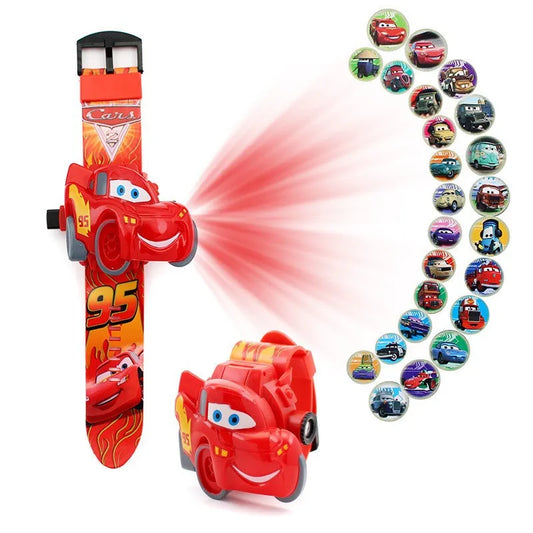 Cars Lightning Mcqueen Wrist Watch 3D Projection Watch 24Pictures 3D Projection Children Toy Student Digital Watch Gift