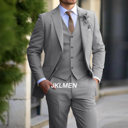 Classic Men Suit 3 Pieces Fashion Slim Fit Blazer Vest Pants Set Formal Business Wedding Tuxedos for Men Casual Clothing