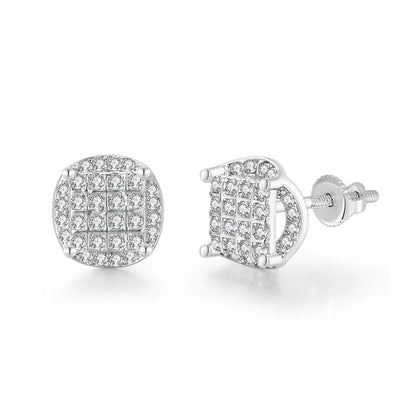 Hip Hop 8MM Square Stud Earrings For Women Men Iced Out Bling Micro Full Pave Rhinestone CZ Stone Earring Trendy Jewelry OHE127