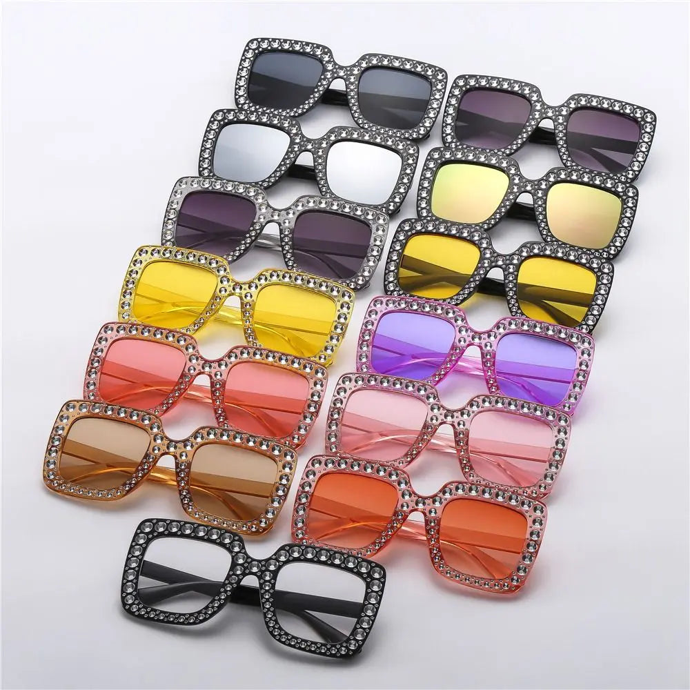 Luxury Children Fashion Sunglasses For Boys Girls Kids Sparkling Rhinestone Stylish Goggles Square Sun Glasses Decorative UV400