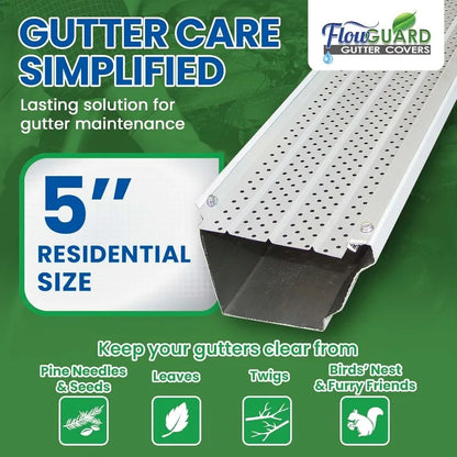 50-Year Gutter Cover System - White - 5 Inch Aluminum Gutter Guards, 204 Feet