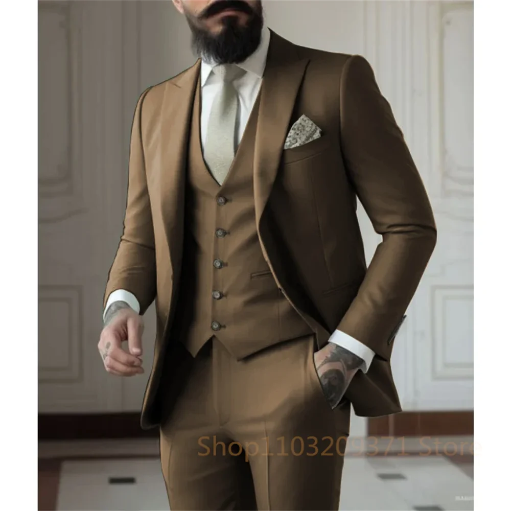 Light Green Suits Men Suits 3 Pieces Wedding Wear Business Male Groom Wedding Dress Jacket Vest Pants Set Blazers Man Fahion