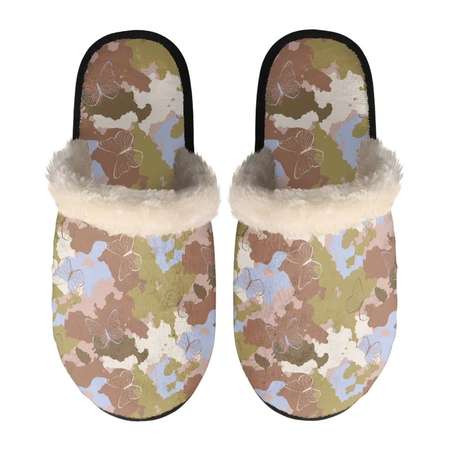 Unisex Indoor Home Pink Camouflage Plush Cotton Slippers Comfortable Keep Warm Flannel Upper EVA Soles With Anti-Slip Design