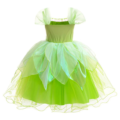 Tinker Bell Girls Fairy Princess Dress Kid Cosplay Elf Costume Tinkerbell Halloween Carnival Party Clothes Fantasy Green Vestido