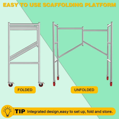 Scaffolding Work Platform, Rolling Scaffolding with Wheels Scaffold for Building Construction Interior Painting Home Improvement