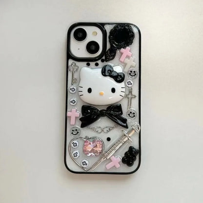 Kawaii Hello Kitty DIY Mobile Phone Shell Bracelet Suit MINISO Anime Lovely Girl Anti Fall Measures Mobile Phone Smart Cover