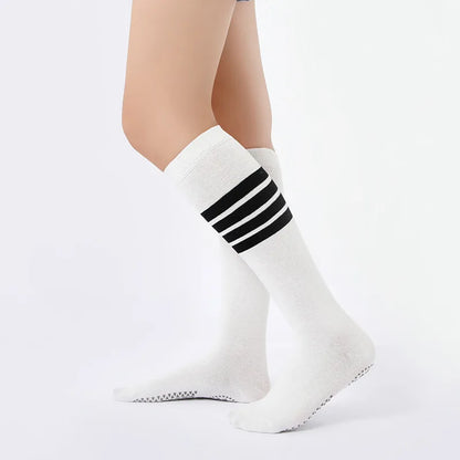 Women Breathable Yoga Socks Silicone Non Slip Cotton Knee High Ladies Fitness Dance Ballet Sports Pilates Grip Socks Slippers