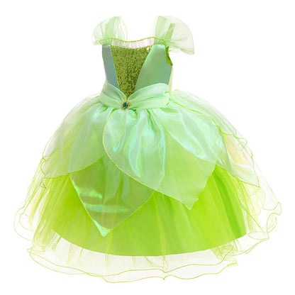 Tinker Bell Girls Fairy Princess Dress Kid Cosplay Elf Costume Tinkerbell Halloween Carnival Party Clothes Fantasy Green Vestido