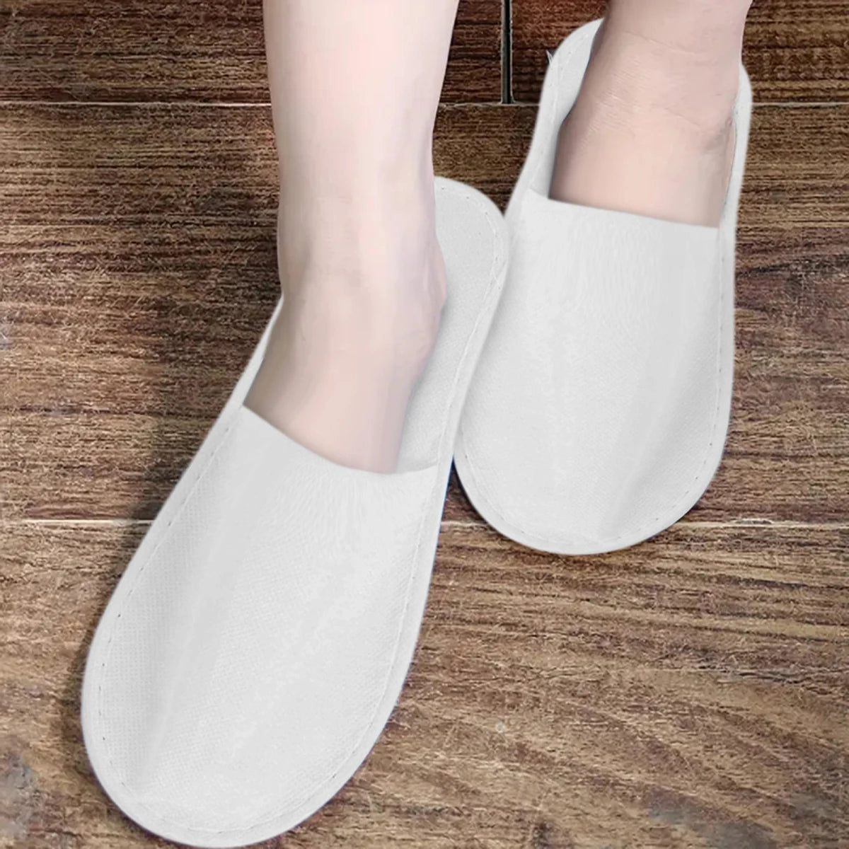 10pcs Disposable Slippers White Non Woven Travel Home Spa Slippers Women Men Business Hotel Unisex Closed-toe Slippers