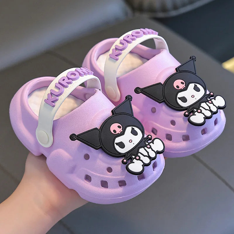 Kawaii MINISO Children Slippers Hello Kitty Cinnamoroll Cartoon Anime Cute Home Bathroom Bathing Anti-Slip Sandal Kids Toys Girl