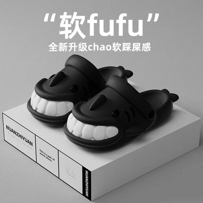 2024 Summer New Smiling Shark Slipper Men Women Slide Bathroom Flip Flops Beach Mule Slipper Anti-skid Flat Shoe Couple Slipper