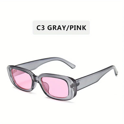 Rectangle Fashion Sunglasses For Women Men Retro 90S Vintage UV400 Sun Shades Glasses For Summer Beach Travel