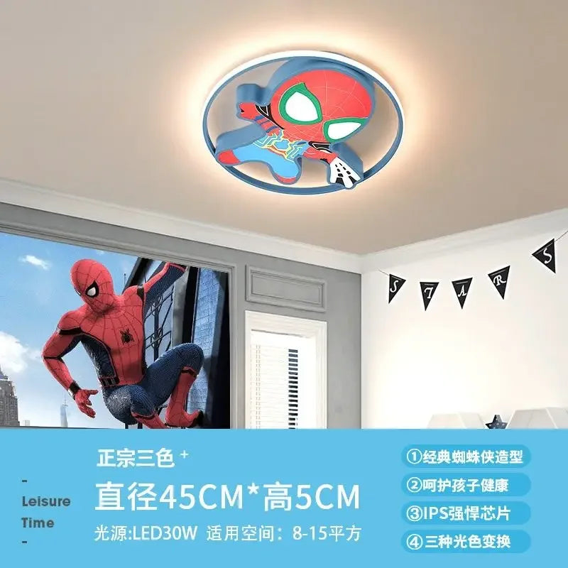 Marvel Spiderman New Multifunctional Personalized Creative Cartoon Smart Decorative Ceiling Lamp for Children's Boys' Bedroom