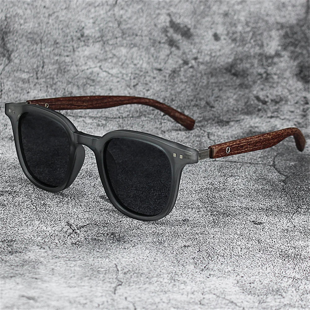 New Men Vintage Wooden Frame Sunglasses Classic Brand Sun Glasses Coating Lens Men Polarized UV Protection Driving Eyewear 2024