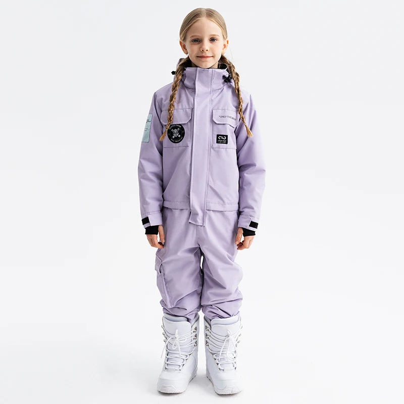 COPOZZ Thick Kids Ski Jacket Children Snowboard Jumpsuit Warm Jump Suit Waterproof Winter Hooded Clothes Overalls Boys and Girls