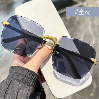 2024 New Rimless Women's Sunglasses Fashion Gradient Lenses Sun glasses Lady Vintage Alloy Legs Classic Designer Shades UV400