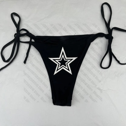 Swimsuit Two Pieces Bathing Suit 2000s Gothic Bathing Suit Star girls Swimwear Women Y2k style Punk Print Bikini Set Sexy Thong