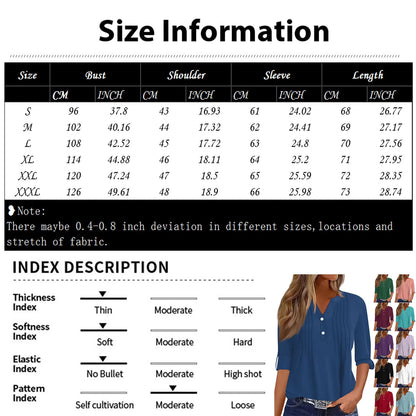 2024 The New Soft And Comfortable Women's Fashion Casual Printed V-Neck Long Sleeve Button Down Personalized T-Shirt Top