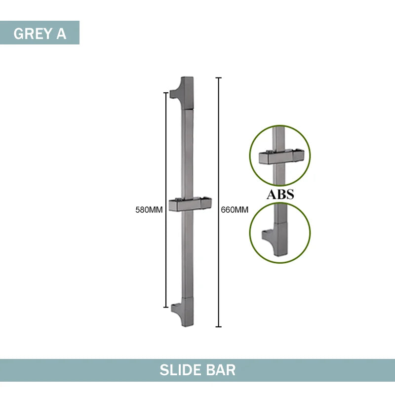 Adjustable Shower Bar Lifting Rod Extendable Wall Mount Shower Horizontal Bar Column Black White Chrome Bathroom Riser Slide