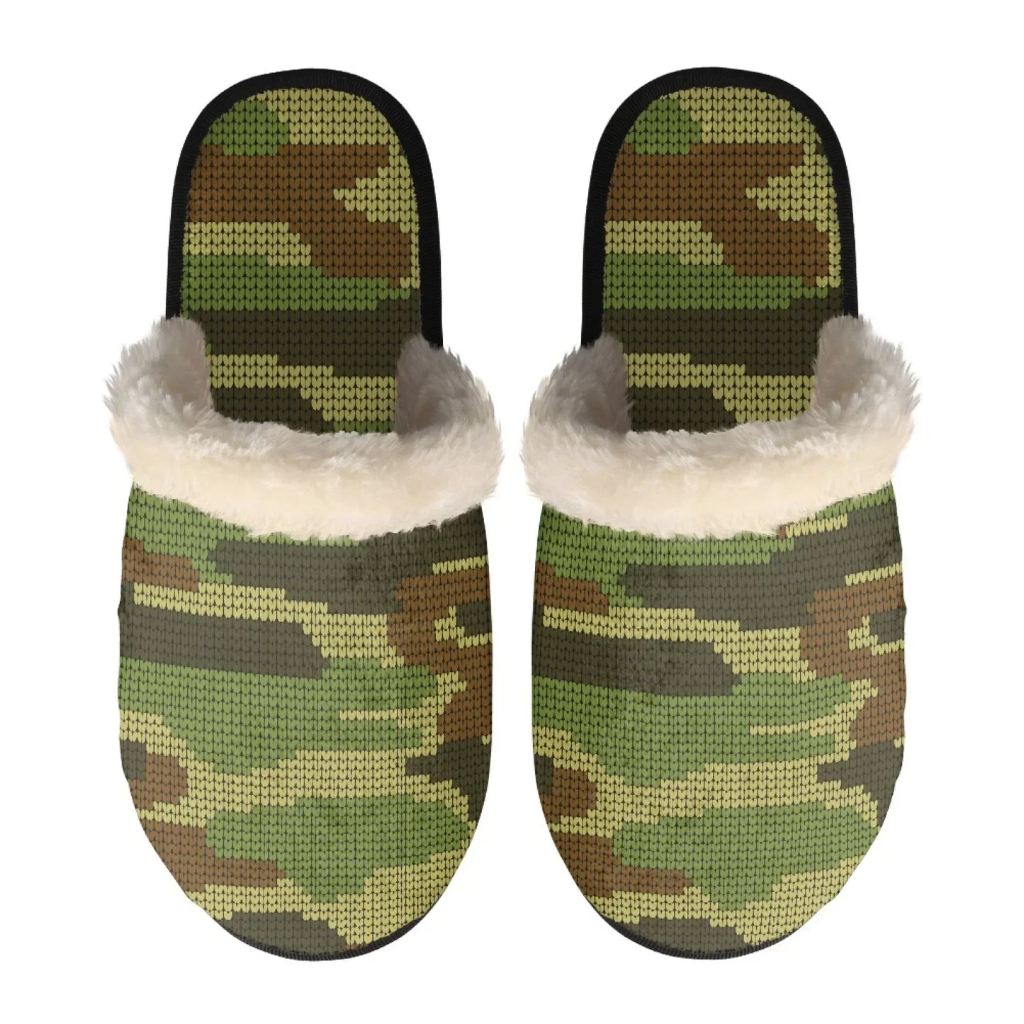 Unisex Indoor Home Pink Camouflage Plush Cotton Slippers Comfortable Keep Warm Flannel Upper EVA Soles With Anti-Slip Design