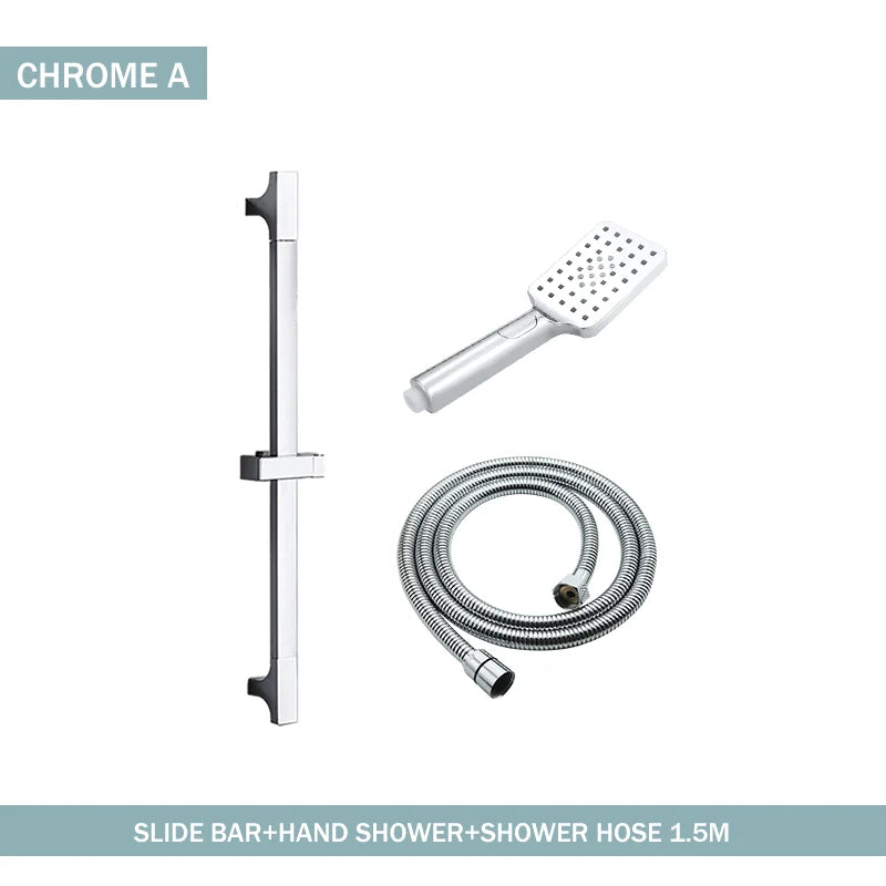 Adjustable Shower Bar Lifting Rod Extendable Wall Mount Shower Horizontal Bar Column Black White Chrome Bathroom Riser Slide