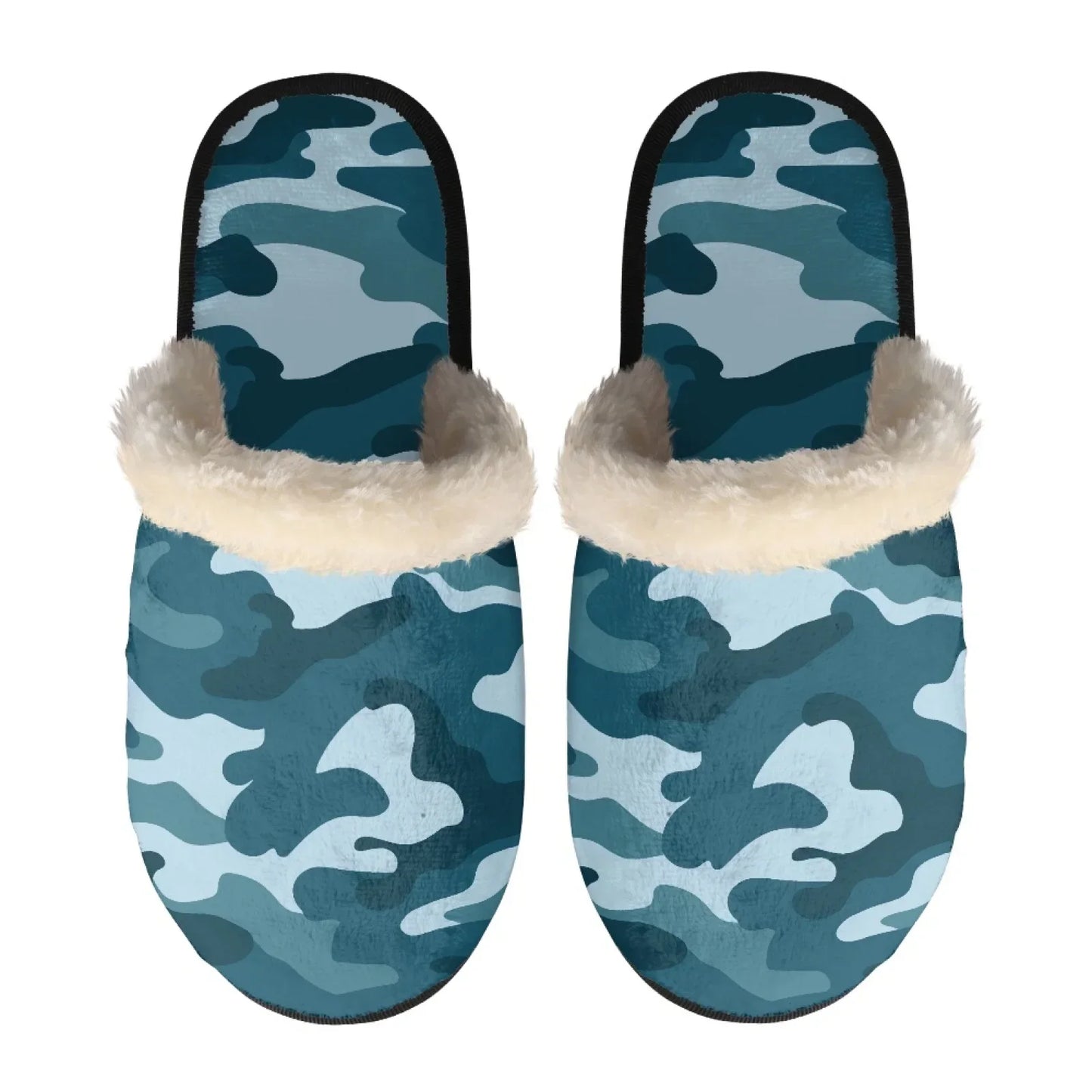 Unisex Indoor Home Pink Camouflage Plush Cotton Slippers Comfortable Keep Warm Flannel Upper EVA Soles With Anti-Slip Design